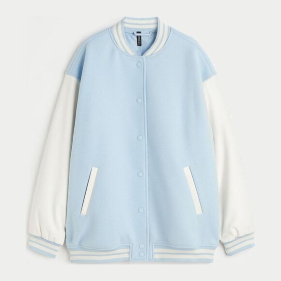 New H&M Divided Blue and White Varsity Jacket - Picture 2 of 4